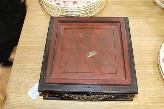 A late 19th/early 20th century Chinese giltwood and black lacquer incense stand